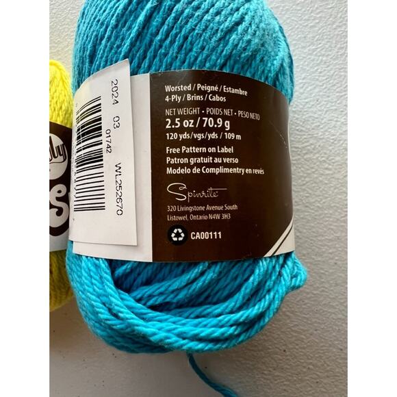 Lily Sugar 'n Cream Sunshine and Hot Blue 100% Cotton 4-Ply Yarn 2-Pack 2.5 Oz - Picture 3 of 5